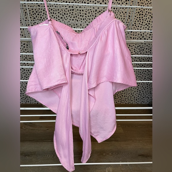 Zara Handkerchief Scarf Pink Party Crop Top - Picture 4 of 9